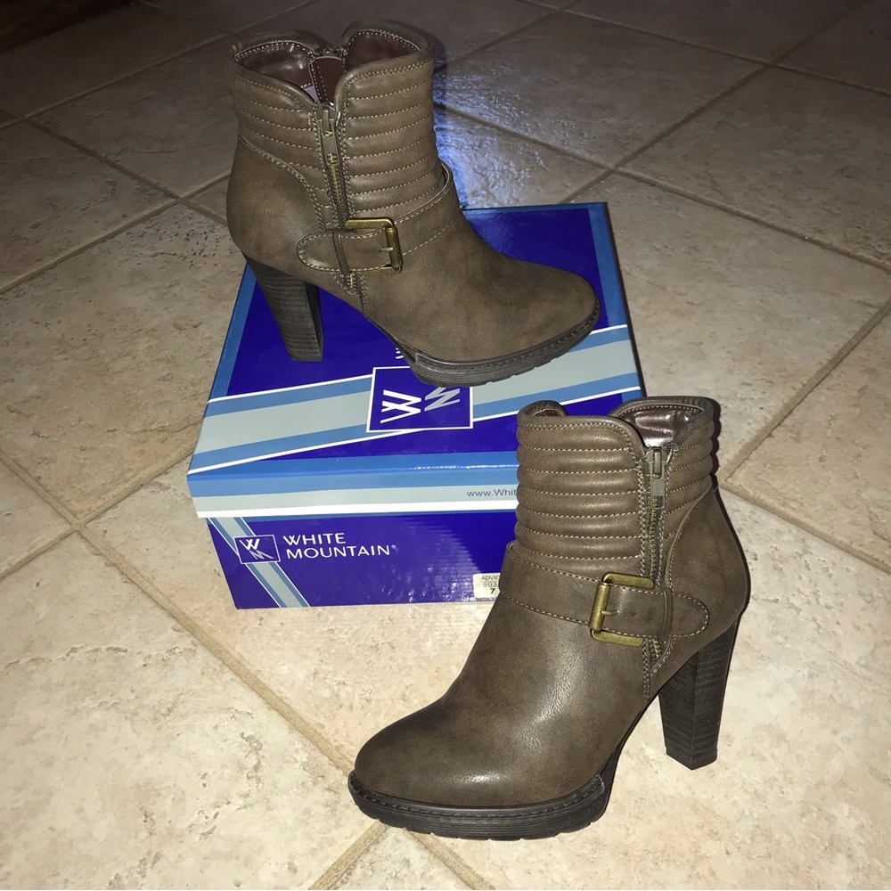 White mountain brown leather booties. Size 7